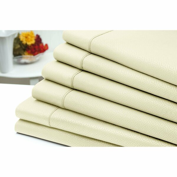 Us Army 6 Piece Embossed Greek Key Sheet Set - King - Ivory 1502KGIV